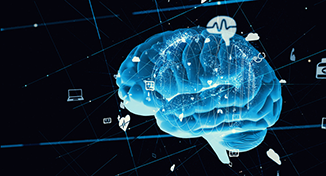 Image of Blue digital image of a brain